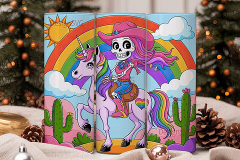 Rainbow Cowgirl Unicorn Tumbler Wrap Sublimation DesignSVG 
