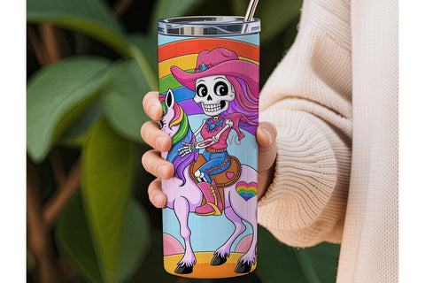 Rainbow Cowgirl Unicorn Tumbler Wrap Sublimation DesignSVG 