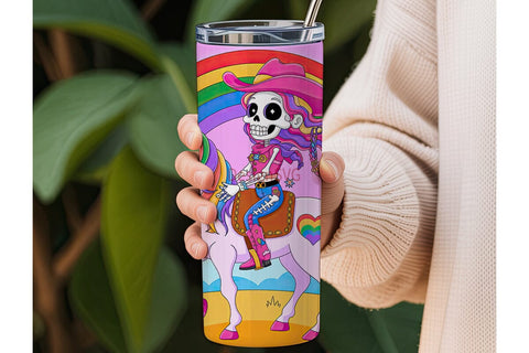 Rainbow Cowgirl Unicorn Tumbler Wrap Sublimation DesignSVG 