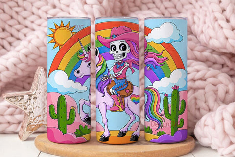 Rainbow Cowgirl Unicorn Tumbler Wrap Sublimation DesignSVG 