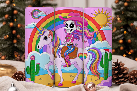 Rainbow Cowgirl Unicorn Tumbler Wrap Sublimation DesignSVG 