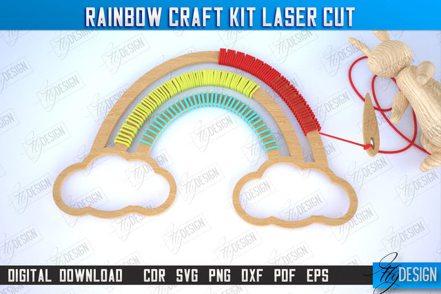 Rainbow Craft Kit Laser Cut, Kids Montessori Games, Educational Wooden Toys, DIY Rainbow kit SVG Fly Design 