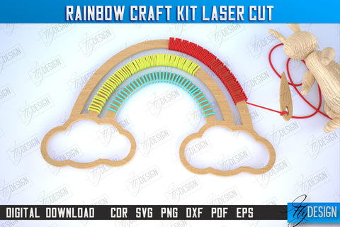 Rainbow Craft Kit Laser Cut, Kids Montessori Games, Educational Wooden Toys, DIY Rainbow kit SVG Fly Design 