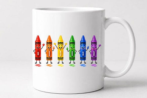 Rainbow Crayon Characters PNG | Cute School Supplies Digital Download SVG BillahCrafts 