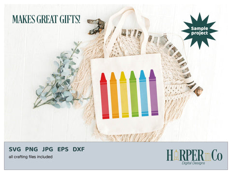 Rainbow Crayons SVG PNG Cut EPS File SVG HarperNCo 