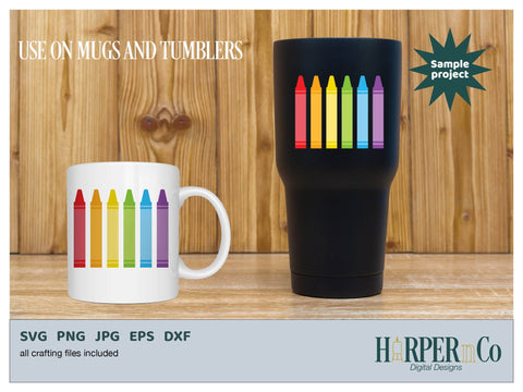 Rainbow Crayons SVG PNG Cut EPS File SVG HarperNCo 
