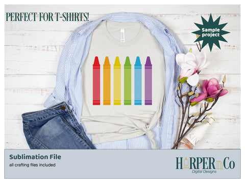 Rainbow Crayons SVG PNG Cut EPS File SVG HarperNCo 