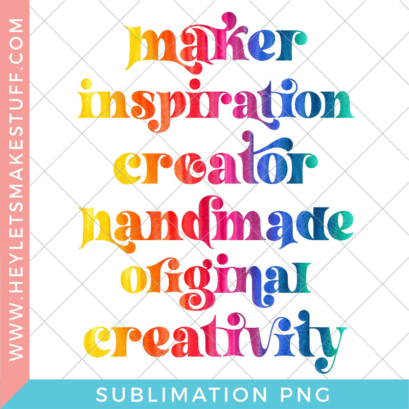 Rainbow Creativity Words Bundle - Sublimation Sublimation Hey Let's Make Stuff 