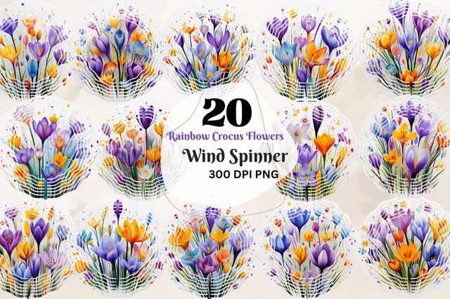 Rainbow Crocus Flowers Wind Spinner Sublimation Regulrcrative 