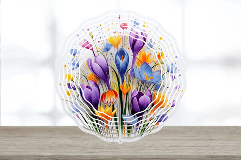 Rainbow Crocus Flowers Wind Spinner Sublimation Regulrcrative 