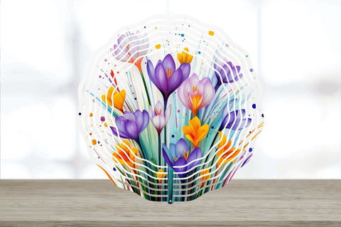 Rainbow Crocus Flowers Wind Spinner Sublimation Regulrcrative 