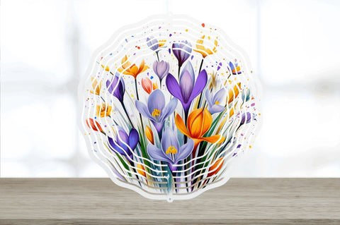 Rainbow Crocus Flowers Wind Spinner Sublimation Regulrcrative 