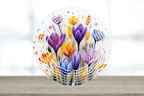 Rainbow Crocus Flowers Wind Spinner Sublimation Regulrcrative 