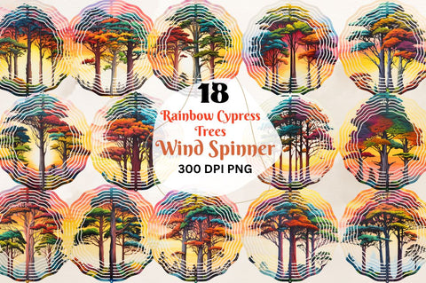 Rainbow Cypress Trees Wind Spinner Sublimation Bundle Sublimation Regulrcrative 