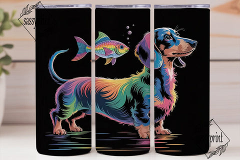 Rainbow Dachshund 20oz Tumbler Wrap Sublimation sassyprint 