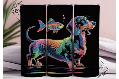 Rainbow Dachshund 20oz Tumbler Wrap Sublimation sassyprint 