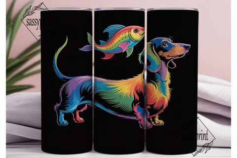 Rainbow Dachshund 20oz Tumbler Wrap Sublimation sassyprint 