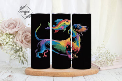 Rainbow Dachshund 20oz Tumbler Wrap Sublimation sassyprint 