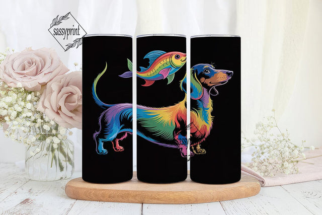 Rainbow Dachshund 20oz Tumbler Wrap Sublimation sassyprint 