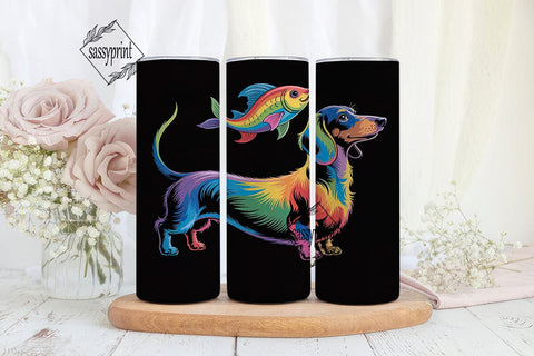 Rainbow Dachshund 20oz Tumbler Wrap Sublimation sassyprint 