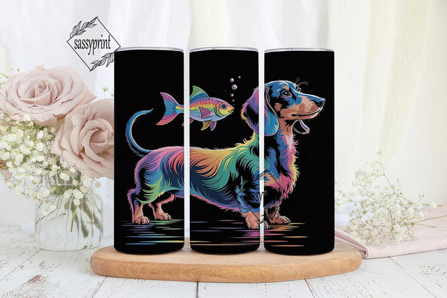 Rainbow Dachshund 20oz Tumbler Wrap Sublimation sassyprint 