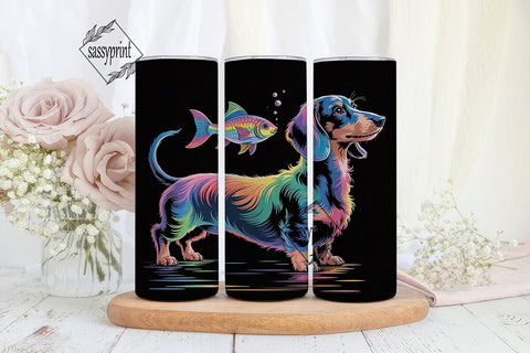 Rainbow Dachshund 20oz Tumbler Wrap Sublimation sassyprint 