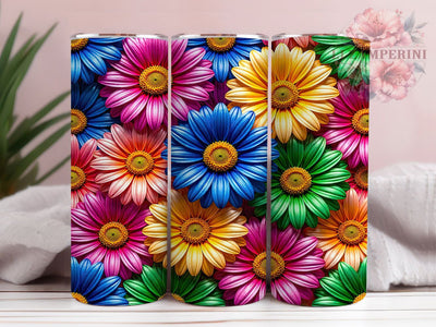 Rainbow Daisy Bloom 20oz Tumbler, Rainbow Daisy, Floral Bloom, Colorful Design, Whimsical Charm, Nature Motif, Skinny Tumbler, Sublimation PNG Sublimation Li Zamperini 