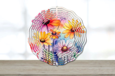 Rainbow Daisy Flowers Wind Spinner Bundle Sublimation Regulrcrative 