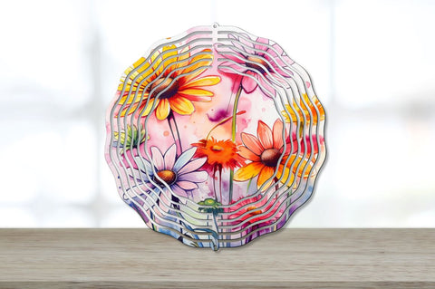 Rainbow Daisy Flowers Wind Spinner Bundle Sublimation Regulrcrative 
