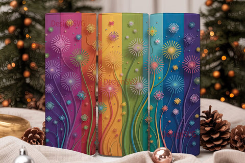 Rainbow Dandelion 20oz Tumbler Wrap Sublimation DesignSVG 