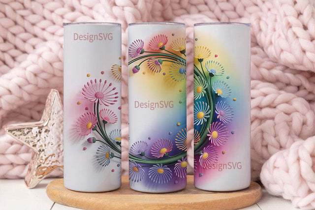 Rainbow Dandelion 20oz Tumbler Wrap Sublimation DesignSVG 