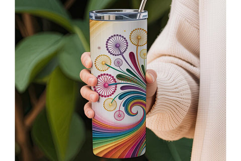 Rainbow Dandelion 20oz Tumbler Wrap Sublimation DesignSVG 