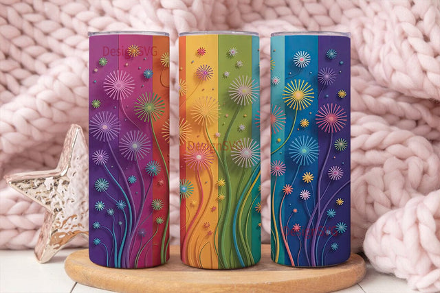 Rainbow Dandelion 20oz Tumbler Wrap Sublimation DesignSVG 