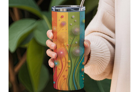 Rainbow Dandelion 20oz Tumbler Wrap Sublimation DesignSVG 