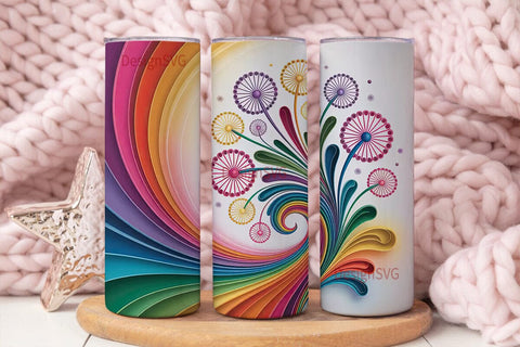 Rainbow Dandelion 20oz Tumbler Wrap Sublimation DesignSVG 