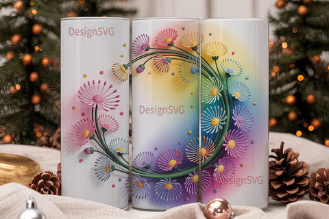 Rainbow Dandelion 20oz Tumbler Wrap Sublimation DesignSVG 