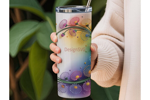 Rainbow Dandelion 20oz Tumbler Wrap Sublimation DesignSVG 