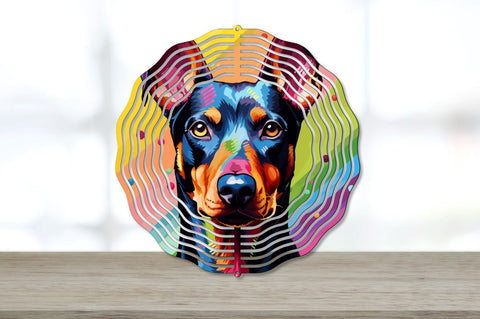 Rainbow Doberman Pinscher Dog Wind Spinner Sublimation Bundle Sublimation Regulrcrative 