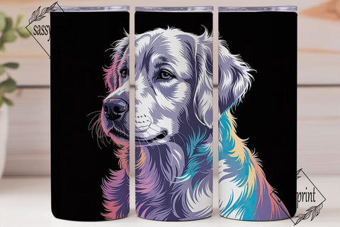 Rainbow Dog Portrait 20oz Tumbler Wrap Sublimation sassyprint 