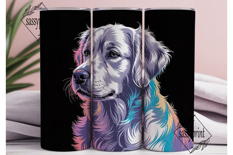 Rainbow Dog Portrait 20oz Tumbler Wrap Sublimation sassyprint 