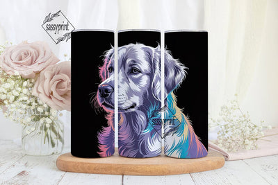 Rainbow Dog Portrait 20oz Tumbler Wrap Sublimation sassyprint 