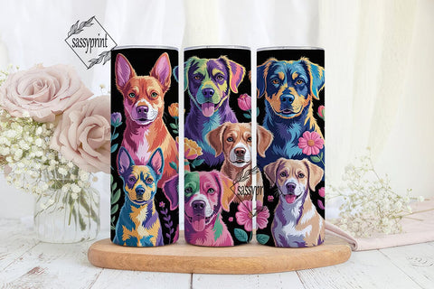 Rainbow Dogs 20oz Tumbler Wrap Sublimation sassyprint 