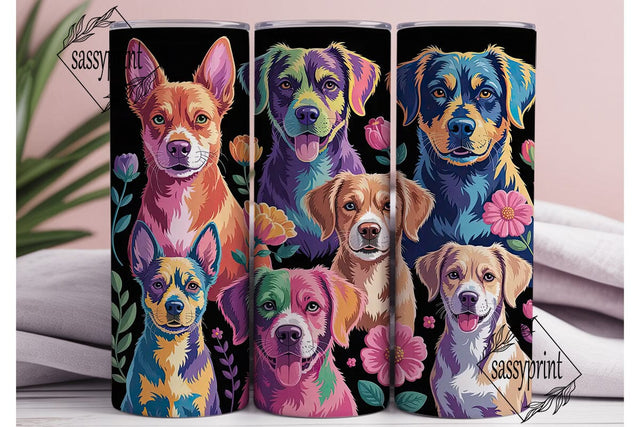 Rainbow Dogs 20oz Tumbler Wrap Sublimation sassyprint 