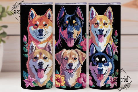Rainbow Dogs 20oz Tumbler Wrap Sublimation sassyprint 