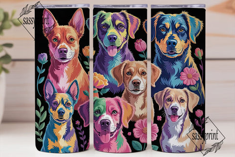Rainbow Dogs 20oz Tumbler Wrap Sublimation sassyprint 