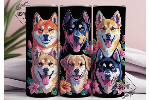 Rainbow Dogs 20oz Tumbler Wrap Sublimation sassyprint 