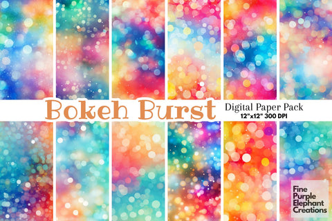 Rainbow Dot Bokeh Light Effect Digital Pattern Fine Purple Elephant Creations 