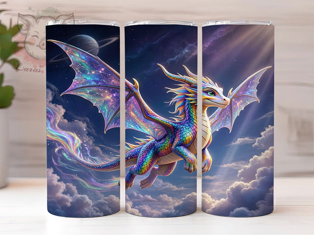 Rainbow Dragon Celestial 20oz Tumbler, Dragon Design, Rainbow Motif, Celestial Theme, Mystical Style, Fantasy Charm, 20oz Wrap, Sublimation Tumbler Sublimation Lara' s Designs 