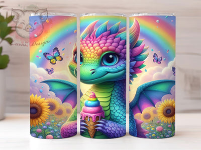 Rainbow Dragon Fantasy Vibrant Tumbler, Colorful Dragon PNG, Fantasy Tumbler Wrap, 20oz Sublimation Design, Mystical Creature Cup, Dragon Lover Gift, Vibrant Dragon Wrap Sublimation Lara' s Designs 