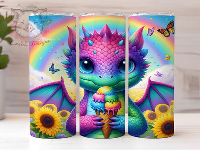 Rainbow Dragon Fantasy Vibrant Tumbler, Colorful Dragon PNG, Fantasy Tumbler Wrap, 20oz Sublimation Design, Mystical Creature Cup, Dragon Lover Gift, Vibrant Dragon Wrap Sublimation Lara' s Designs 